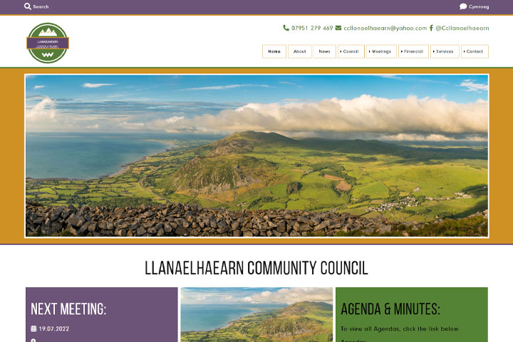 screenshot Llanaelhaearn Community Council website
